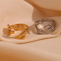 Retro Classic Style Roman Style Solid Color Stainless Steel Plating 18k Gold Plated Open Rings main image 4
