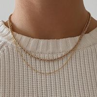 Simple Style Solid Color Alloy Women's Double Layer Necklaces sku image 1