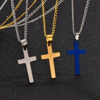 Simple Style Cross Titanium Steel Plating Men's Pendant Necklace main image 1