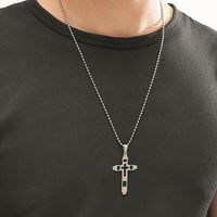 Simple Style Cross Titanium Steel Plating Men's Pendant Necklace main image 3