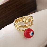 Simple Style Streetwear Devil's Eye Copper Enamel Plating 18k Gold Plated Open Rings sku image 3