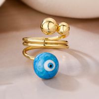 Simple Style Streetwear Devil's Eye Copper Enamel Plating 18k Gold Plated Open Rings main image 5