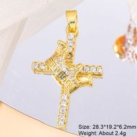 Classic Style Cross 18k Gold Plated White Gold Plated Zircon Copper Wholesale Charms sku image 2