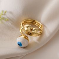 Simple Style Streetwear Devil's Eye Copper Enamel Plating 18k Gold Plated Open Rings sku image 7