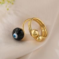 Simple Style Streetwear Devil's Eye Copper Enamel Plating 18k Gold Plated Open Rings sku image 8