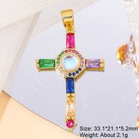 Classic Style Cross 18k Gold Plated White Gold Plated Zircon Copper Wholesale Charms sku image 10