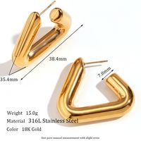 1 Pair Basic Simple Style Classic Style Triangle Plating Stainless Steel 18k Gold Plated Earrings main image 5