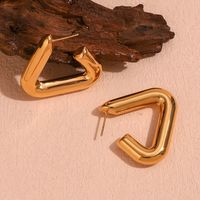 1 Pair Basic Simple Style Classic Style Triangle Plating Stainless Steel 18k Gold Plated Earrings main image 1