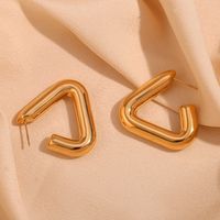 1 Pair Basic Simple Style Classic Style Triangle Plating Stainless Steel 18k Gold Plated Earrings main image 4