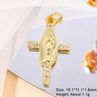 Classic Style Cross 18k Gold Plated White Gold Plated Zircon Copper Wholesale Charms sku image 1