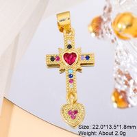 Classic Style Cross 18k Gold Plated White Gold Plated Zircon Copper Wholesale Charms sku image 5