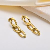 1 Pair Simple Style Chain Plating 201 Stainless Steel Gold Plated Drop Earrings main image 5
