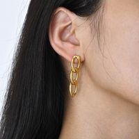 1 Pair Simple Style Chain Plating 201 Stainless Steel Gold Plated Drop Earrings main image 6