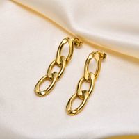 1 Pair Simple Style Chain Plating 201 Stainless Steel Gold Plated Drop Earrings main image 1