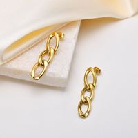 1 Pair Simple Style Chain Plating 201 Stainless Steel Gold Plated Drop Earrings main image 4
