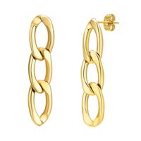 1 Pair Simple Style Chain Plating 201 Stainless Steel Gold Plated Drop Earrings main image 2