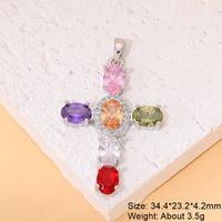 Classic Style Cross 18k Gold Plated White Gold Plated Zircon Copper Wholesale Charms sku image 11