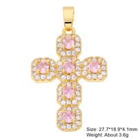 Classic Style Cross 18k Gold Plated White Gold Plated Zircon Copper Wholesale Charms sku image 8