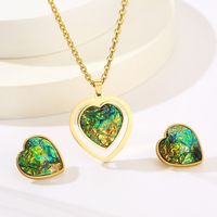 Stainless Steel 18K Gold Plated Casual Classical Simple Style Plating Inlay Round Oval Resin Rhinestones Earrings Necklace main image 1