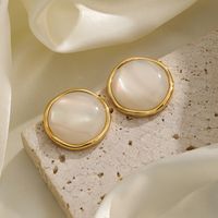 1 Paire Style Vintage Style Simple Rond Placage Incruster Le Cuivre Résine Plaqué Or 18k Boucles D'oreilles main image 6