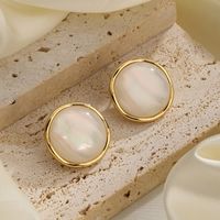 1 Pair Vintage Style Simple Style Round Plating Inlay Copper Resin 18k Gold Plated Ear Studs main image 5