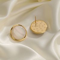 1 Pair Vintage Style Simple Style Round Plating Inlay Copper Resin 18k Gold Plated Ear Studs main image 4