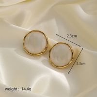 1 Pair Vintage Style Simple Style Round Plating Inlay Copper Resin 18k Gold Plated Ear Studs sku image 1