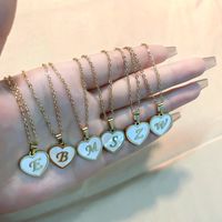 304 Stainless Steel Casual Simple Style Plating Inlay Letter Heart Shape Shell Pendant Necklace main image 3