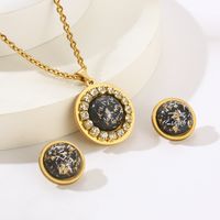 Stainless Steel 18K Gold Plated Casual Classical Simple Style Plating Inlay Round Oval Resin Rhinestones Earrings Necklace main image 8