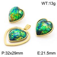 Stainless Steel 18K Gold Plated Casual Classical Simple Style Plating Inlay Round Oval Resin Rhinestones Earrings Necklace sku image 1