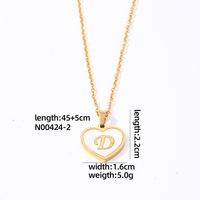 304 Stainless Steel Casual Simple Style Plating Inlay Letter Heart Shape Shell Pendant Necklace sku image 4