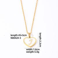 304 Stainless Steel Casual Simple Style Plating Inlay Letter Heart Shape Shell Pendant Necklace sku image 10