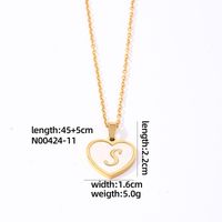 304 Stainless Steel Casual Simple Style Plating Inlay Letter Heart Shape Shell Pendant Necklace sku image 19