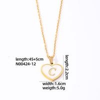 304 Stainless Steel Casual Simple Style Plating Inlay Letter Heart Shape Shell Pendant Necklace sku image 3