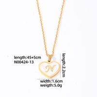 304 Stainless Steel Casual Simple Style Plating Inlay Letter Heart Shape Shell Pendant Necklace sku image 14