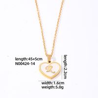 304 Stainless Steel Casual Simple Style Plating Inlay Letter Heart Shape Shell Pendant Necklace sku image 18