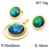 Stainless Steel 18K Gold Plated Casual Classical Simple Style Plating Inlay Round Oval Resin Rhinestones Earrings Necklace sku image 2