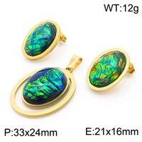 Stainless Steel 18K Gold Plated Casual Classical Simple Style Plating Inlay Round Oval Resin Rhinestones Earrings Necklace sku image 3