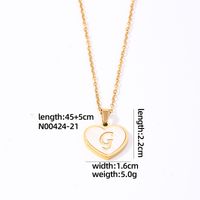 304 Stainless Steel Casual Simple Style Plating Inlay Letter Heart Shape Shell Pendant Necklace sku image 7