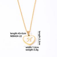 304 Stainless Steel Casual Simple Style Plating Inlay Letter Heart Shape Shell Pendant Necklace sku image 8