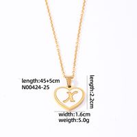 304 Stainless Steel Casual Simple Style Plating Inlay Letter Heart Shape Shell Pendant Necklace sku image 24