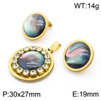 Stainless Steel 18K Gold Plated Casual Classical Simple Style Plating Inlay Round Oval Resin Rhinestones Earrings Necklace sku image 4