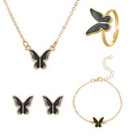 Style Simple Papillon Alliage Placage Plaqué Or 14k Femmes Anneaux Bracelets Collier sku image 1