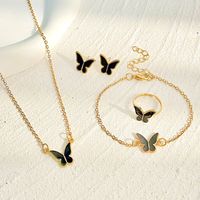 Simple Style Butterfly Alloy Plating 14k Gold Plated Women's Rings Bracelets Necklace main image 2