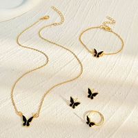 Einfacher Stil Schmetterling Legierung Überzug 14 Karat Vergoldet Frau Ringe Armbänder Halskette main image 3