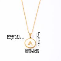 304 Stainless Steel Gold Plated Casual Simple Style Plating Inlay Round Letter Shell Pendant Necklace sku image 1
