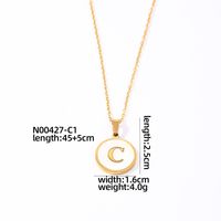304 Stainless Steel Gold Plated Casual Simple Style Plating Inlay Round Letter Shell Pendant Necklace sku image 3
