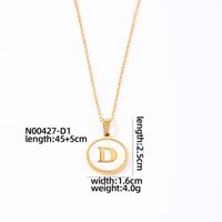 304 Stainless Steel Gold Plated Casual Simple Style Plating Inlay Round Letter Shell Pendant Necklace sku image 4