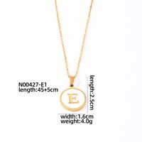 304 Stainless Steel Gold Plated Casual Simple Style Plating Inlay Round Letter Shell Pendant Necklace sku image 5