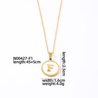 304 Stainless Steel Gold Plated Casual Simple Style Plating Inlay Round Letter Shell Pendant Necklace sku image 6